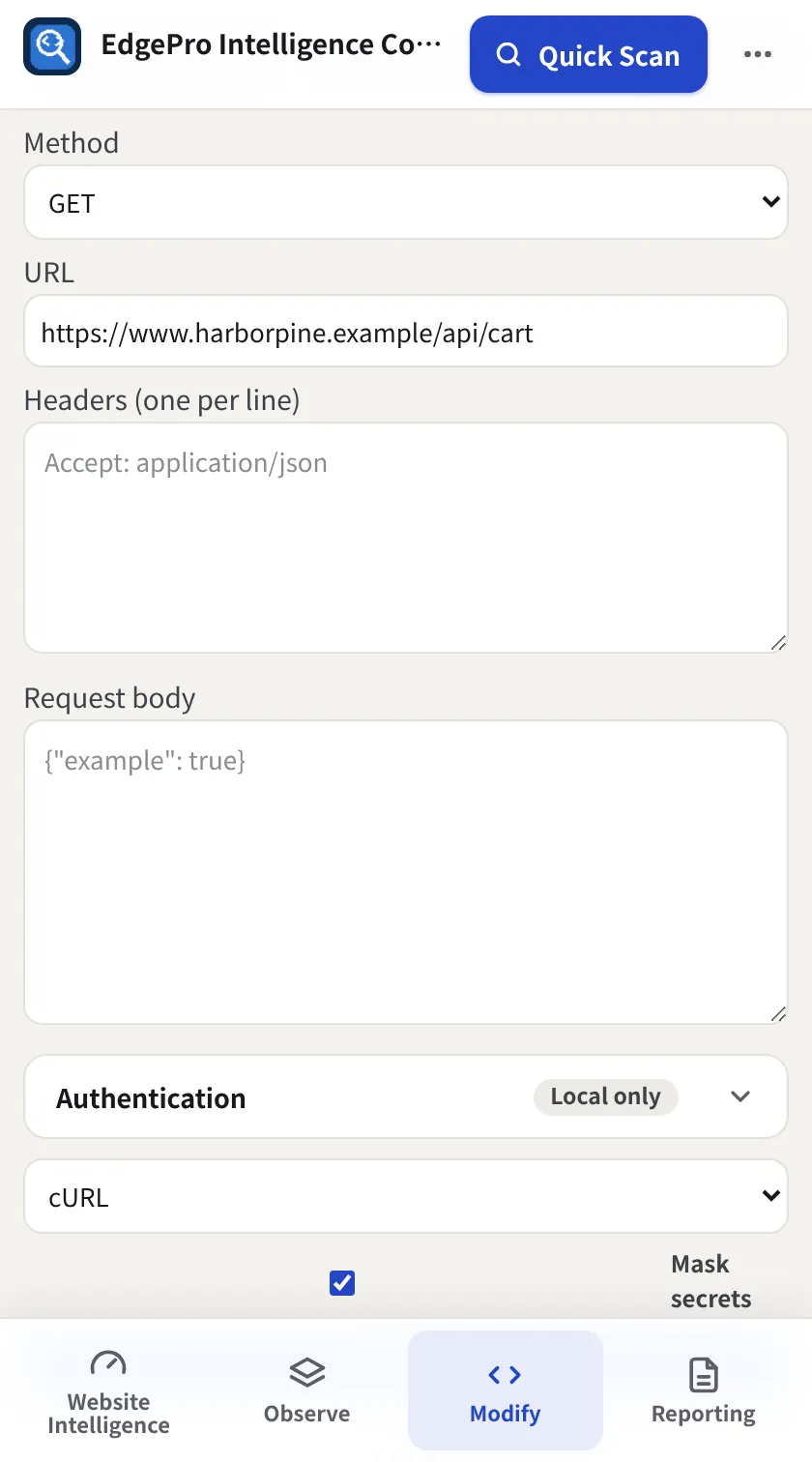 Build a request, EPIC screenshot