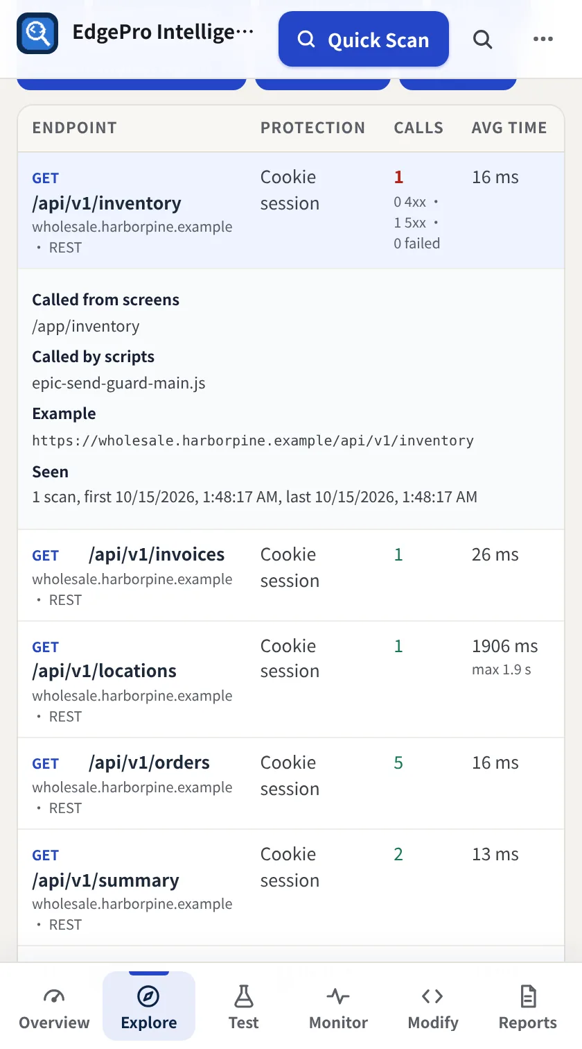Filter and open an endpoint, EPIC screenshot