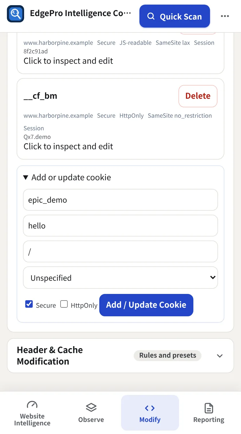 Add a cookie, EPIC screenshot
