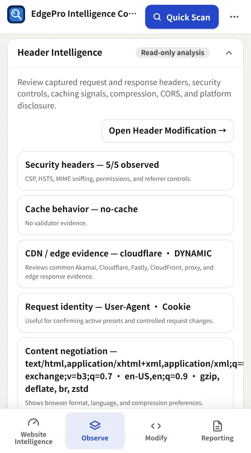 Read Header Intelligence, EPIC screenshot