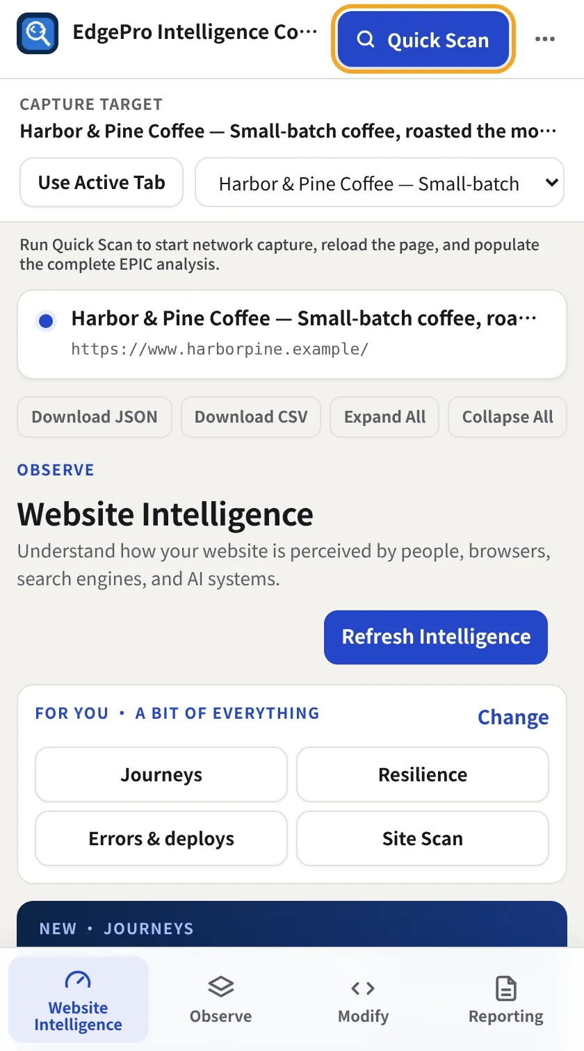 Open the page and EPIC, EPIC screenshot