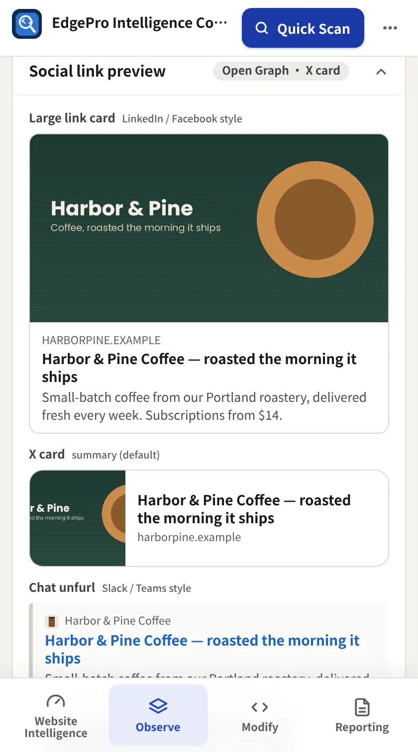 Social link previews