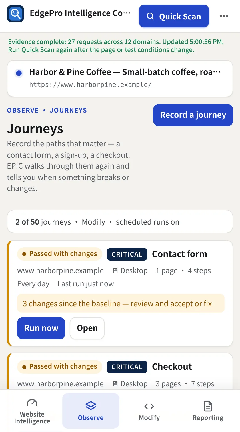 Journeys list